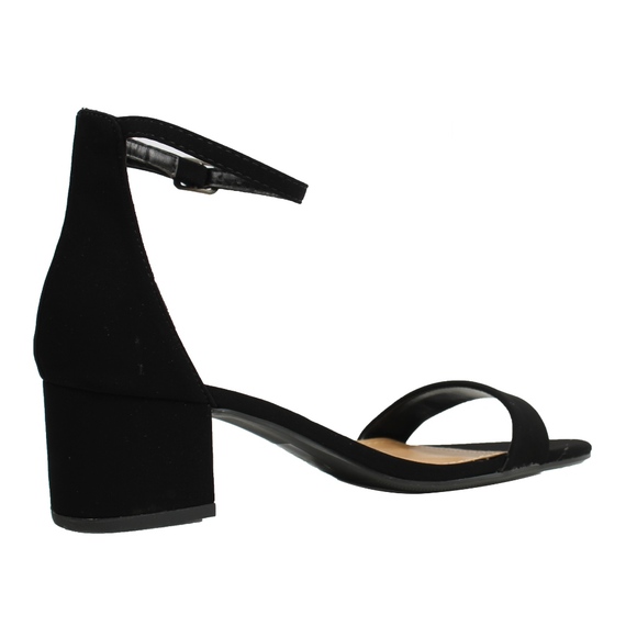 Size 7 Black Open Toe Ankle Strap mid block heel - Picture 3 of 5